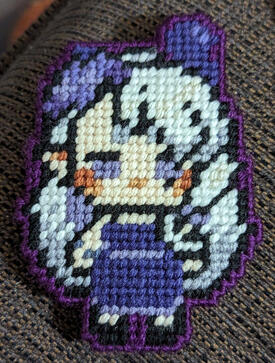 A yarn figure of my vtuber avatar Nulla Nocturnus